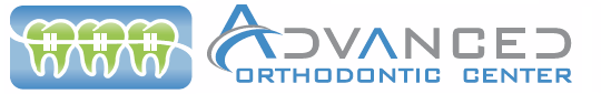 Logo for Advanced Orthodontic Center with stylized teeth and modern blue and gray text.